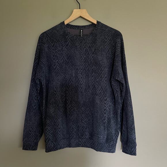 ATHLETA STUDIO TO‎ STREET PRINT SWEATSHIRT Navy Medusa Size Small Blue Black - Picture 4 of 16